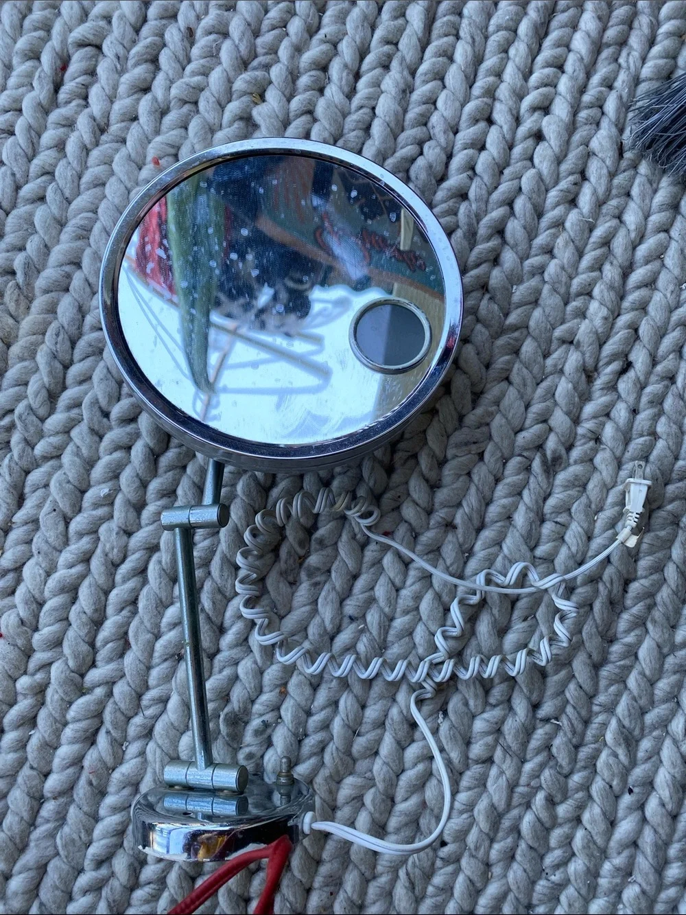 Chrome Lighted Makeup Mirror with Adjustable Arm